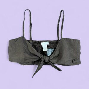 H&M Dark Brown Tie-Front Crop Top – Size XS